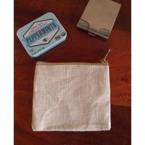 Portable <b>Mini</b> Flat Zippered Jute Blend <b>Canvas</b> Pouch - Product Image 1