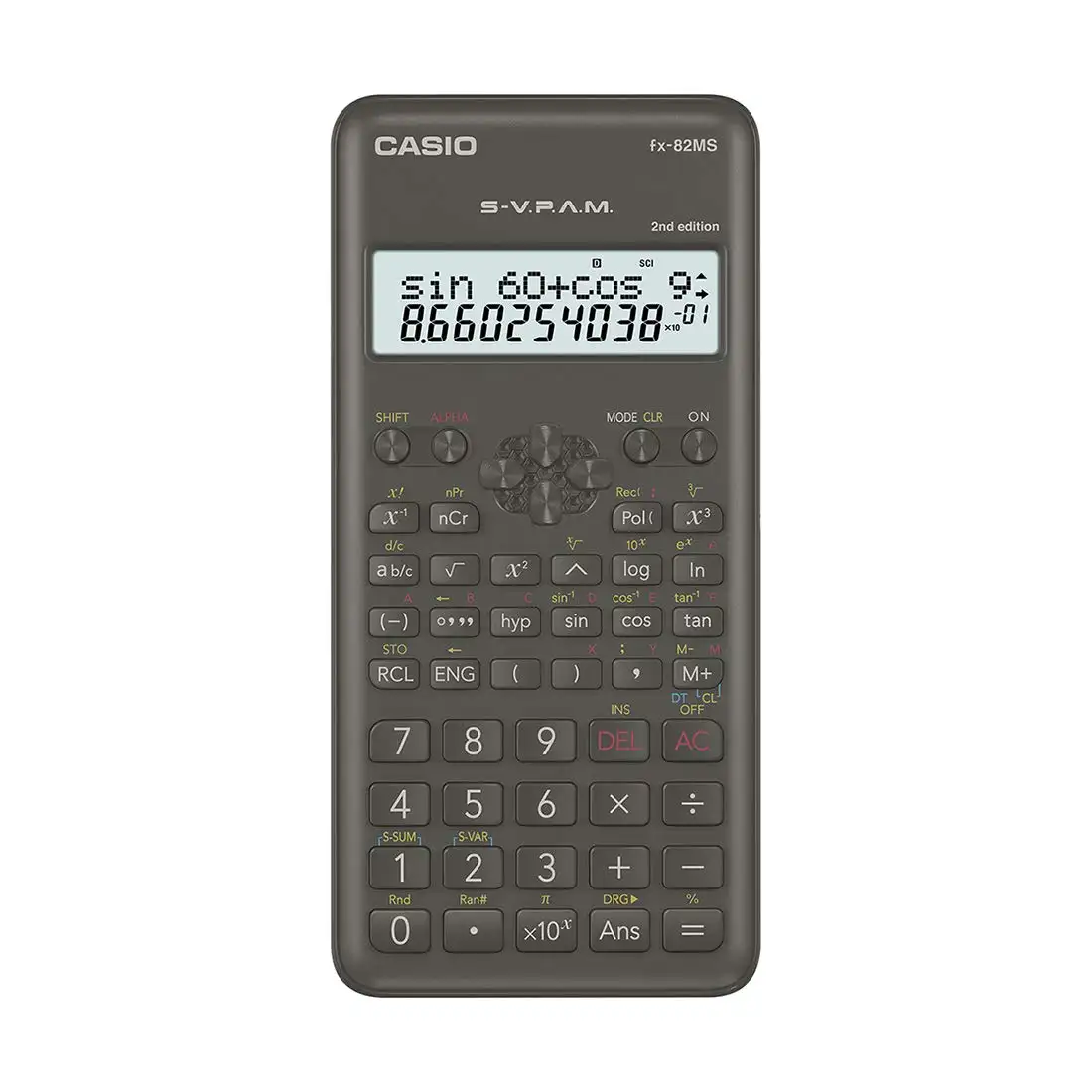 Ca Sio Fx-82Ms 2de Gen Niet-Programmeerbare Wetenschappelijke Calculator 240 Functies En 2-lijns Display Zwart Voor Studenten Tegen Een Goede Prijs