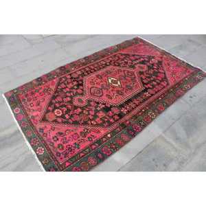 พรมตุรกีลายดอกไม้สีแดง ขนาด 4x7.2 ฟุต สไตล์วินเทจ ทำจากขนสัตว์ - Product Image 3