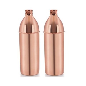 <b>Set</b> of 2 Pcs Hammered & Smooth Finished Pure Copper Bottle for Water Drinking Office & School Use Leak Proof Copper Bottle - Product Image 6