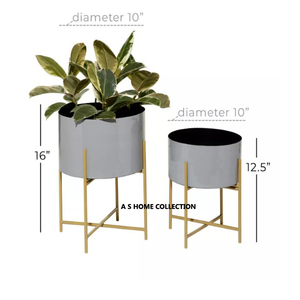 Última maceta de metal de diseño personalizado con soporte Juego de 3 para hotel en casa - Product Image 4
