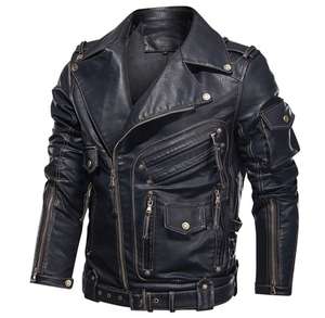 Vestes en cuir pour hommes avec étiquette personnalisée moto fabriquée en usine taille confortable Offres Spéciales pour vestes en cuir pour hommes - Product Image 1