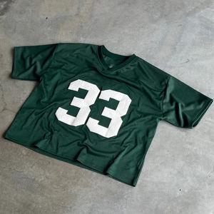 100% polyester concevez votre propre haut court Y2K chemises de maillot de football léger manches 3/4 t-shir maillot de football américain - Product Image 1