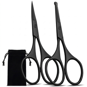 Tijeras Premium Curvas y Redondeadas para el Vello de la Nariz para Hombre, 2 Piezas, Tijeras para Cutículas y Manicura, para Barba y Bigote - Product Image 1