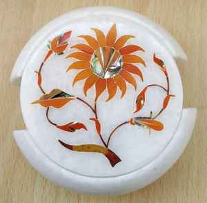 Posavasos de piedra de mármol natural hechos a mano para el hogar Oficina Hotel Mesa de té Uso Precio al por mayor - Product Image 2