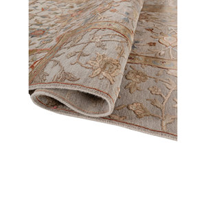 Alfombra de Lana y Seda Anudada a Mano en Rojo Aurora y Naranja con Patrón Floral Abstracto para Sala de Estar, Pasillo, Habitación Juvenil - Slr-13017 - Product Image 2