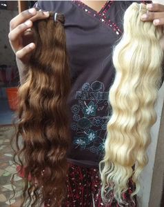 Extensions de cheveux indiens Remy de haute qualité, volume épais, aspect complet, double trame machine, sans traitement chimique, toutes les couleurs, teintables - Product Image 3