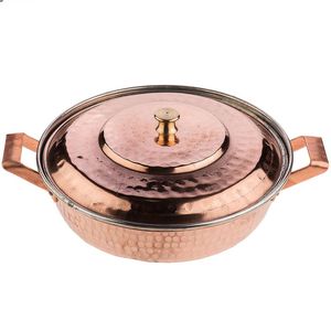 Pot de service en cuivre avec couvercle et poignées en laiton idéal pour les restaurants hôtels restauration service et décoration de buffet de mariage - Product Image 3