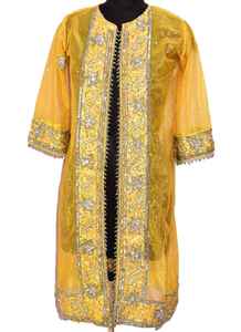 Vieux Kimono Boho Agrémenté Brodé Lourd Broderie Longue Robe Unique pour Femmes avec Paillettes Perles Bouton Décorations - Product Image 3