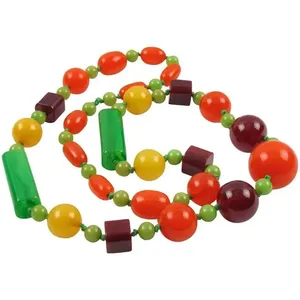 Collier de chapelet de perles en résine bleu catholique fait à la main avec mini croix en laiton chapelets en gros - Product Image 1