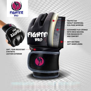 Guantes de agarre Guantes MMA Cuero artificial Correa de muñeca ajustable Entrenamiento de agarre Alta protección Logotipo personalizado disponible - Product Image 2