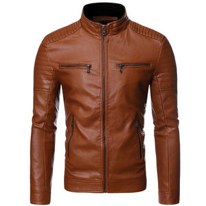 Chaqueta de Cuero de Alta Calidad para Hombre, Chaqueta de PU con Cierre, Ajustada, Chaqueta de Cuero Marrón para Hombre, Chaqueta para Hombre - Product Image 1