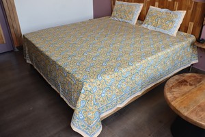 Soft Cotton Hand Block Print Bedsheet <b>Set</b> Handmade Indian <b>Bedspread</b> with Pillow Covers Queen and King Size - Product Image 4