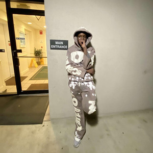 Precio al por mayor 450 GSM 100% pantalones de chándal de algodón hombres calle desgastado bordado pantalones de chándal lavado ácido hombres chándal para hombres - Product Image 6