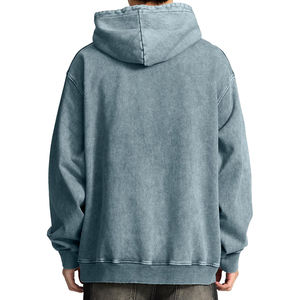 Alta calidad personalizado de gran tamaño Boxy suelta gota hombro manga larga pulóver ácido lavado sudaderas con capucha hombres sudaderas con capucha desgastadas - Product Image 5