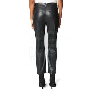 Pantalones de Cuero Clásicos para Mujer, Negros, de Alta Calidad, Cuero Suave, Cómodos para Uso Diario - Product Image 2