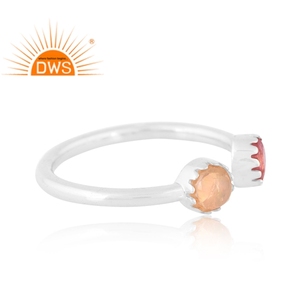 Latest Trending Sterling Silver Pink Topaz & Ethiopian Opal Gemstone <b>Adjustable</b> <b>Ring</b> Custom Jewelry Manufacturer - Product Image 3