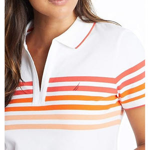 เสื้อยืดโปโลผู้หญิงคุณภาพสูงธรรมดาแขนสั้นลายทางเสื้อลำลองเข้ารูปใส่ทำงาน - Product Image 3