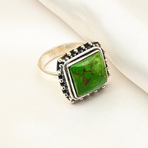 Anillo clásico hecho a mano 925, joyería de plata sólida para mujer, Plata de Ley 925, turquesa piedra preciosa, anillo de estilo bohemio, regalo para hermana - Product Image 4