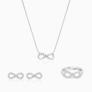 Ensemble de trois bagues en argent fin avec cœur infini - Product Image 3