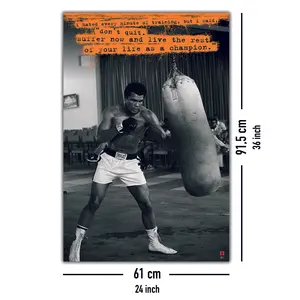 Affiche de boxe Muhammad Ali avec sac de frappe, œuvre d'art sportive inspirante - Product Image 3