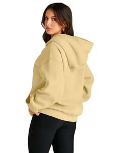 Sudadera con Capucha de Forro Polar Beige Estampada Personalizada para Mujer, Sudadera Cálida de Manga Larga, Suave y Acogedora, con Bolsillo Tipo Canguro, para Uso Diario Informal - Product Image 2