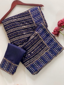 Bollywood Design Faux Georgette Avec Paillettes Broderie Saree Fabricant De L'Inde Au Taux Le Plus Bas - Product Image 3