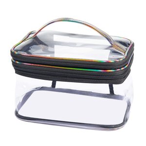 Trousse de maquillage en cuir transparent imperméable à l'eau avec logo personnalisé Sacs de voyage en PVC pour femmes - Product Image 4