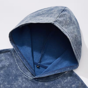 Sudadera con Capucha Vintage Lavada y Desgastada para Hombre, Sudadera Retro de Estilo Urbano, Corte Regular, Informal, para Invierno, Color Sólido - Product Image 3