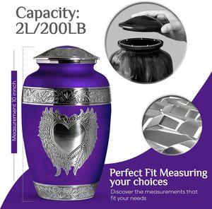 โกศปีกสีม่วงขนาดใหญ่สำหรับขี้เถ้ากระดูกมนุษย์โกศสำหรับผู้ใหญ่ขี้เถ้าโกศสำหรับขี้เถ้าขี้เถ้าผู้ใหญ่ผู้ชายปีกนางฟ้าขนาดกำหนดเองได้ - Product Image 2