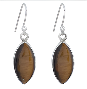 Marquise Shape Tiger Eye Boucles d'oreilles en argent sterling 925 avec fil d'oreille Boucles d'oreilles à la mode plaquées argent pour mariage, fiançailles. - Product Image 4