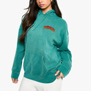 OEM/ODM Custom Printed 100% Cotton Oversized Drop Shoulder Heavyweight 500GSM Women's Hoodies Long Sleeve Casual Wear Front - Product Image 4