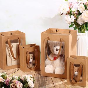 Bolsa de Regalo Personalizable con Ventana Transparente, Apta para Compras en Fiestas, Bolsa de Papel de Cuero con Asa - Product Image 6