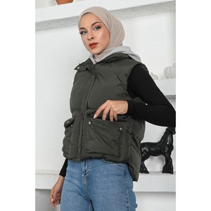 Gilet trench sans manches à capuche avec fermeture éclair, vêtement d'extérieur décontracté - Product Image 2