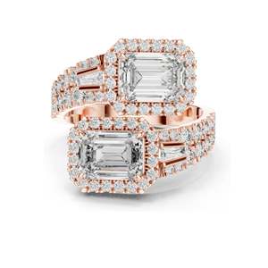 3.686 CT Lab-Grown VVS-VS EF CVD <b>Emerald</b>-Cut Diamond Halo Engagement <b>Ring</b> Women 18KT Gold Sterling <b>Silver</b> Moissanite Options - Product Image 3