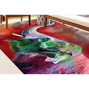 Alfombra Estampada: Animal, Elefante Abstracto, Colorida, Antideslizante, Alfombra de Área, Alfombra de Chenilla - Product Image 5