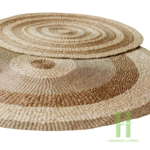 Tapis rond en jacinthe d'eau tissé à la main tapis écologique pour salon et décoration chambre conceptions OEM personnalisées à la main au Viet - Product Image 3