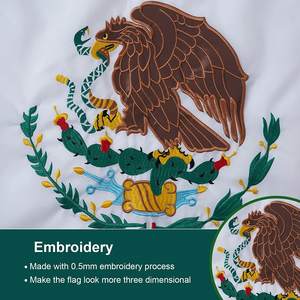 Bandera de México de 12x18 Pulgadas para Exteriores, Banderas Bordadas de México MX con 2 Anillas de Latón y Franjas Cosidas, Poliéster 210D Resistente - Product Image 4