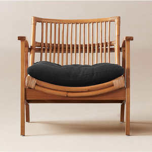 เก้าอี้นั่งเล่นอพาร์ทเมนต์กลางแจ้งแบบหรูหราทันสมัยกรอบไม้ทึบเก้าอี้เอนเก้าอี้เลานจ์พร้อมออตโตมันแบบญี่ปุ่น - Product Image 3