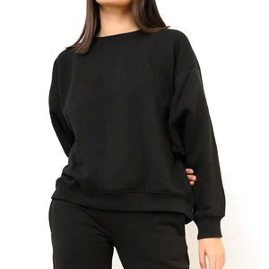 Sweat-shirt à manches longues surdimensionné décontracté pour femmes, personnalisable en gros, écologique, coupe-vent, col rond, devant - Product Image 1