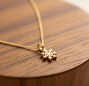 สร้อยคอเงินสเตอร์ลิง925มินิมัลลิสต์สำหรับทุกเพศ14K ทองจี้เกล็ดหิมะขายดีทุกวันของขวัญโซ่ชั้นดี - Product Image 1