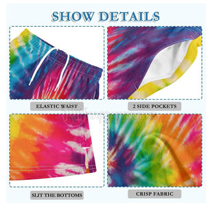 Shorts décontractés pour hommes à la mode, à taille élastique, 100% coton, séchage rapide, tie-dye, pour adultes - Product Image 5