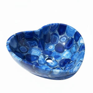 Lavabo rond en agate de luxe moderne fait à la main, écologique, couleur personnalisée, décoration de salle de bain à domicile, cadeau de retraite - Product Image 1