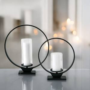 ชุดเชิงเทียนโลหะสีดำ2ชิ้นพร้อมฐานหินอ่อนทรงกลมคุณภาพดีที่สุดสำหรับตกแต่งโต๊ะคริสต์มาสและงานแต่งงาน - Product Image 1