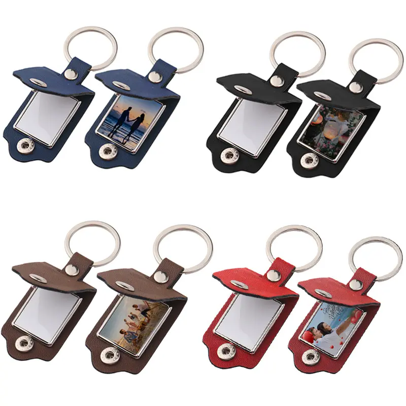 engraving Laser personalization DIY Sublimation Keychain Blanks Leather Digital Photo metal Key chains Laser Printing key rings