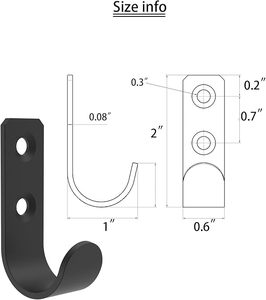 Crochets muraux en forme de U noirs pour manteau Robe Serviette Suspendue Utilisation intérieure et extérieure Crochets utilitaires pratiques et Rails Produit - Product Image 6