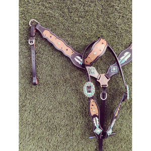 Ensemble de collier de poitrine en cuir équestre de cheval fantaisie tête occidentale perlée légère conception saisonnière Logo personnalisé vente chaude - Product Image 6