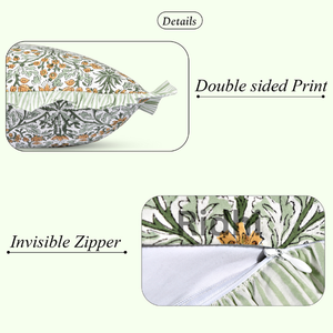 Funda de Almohada Lumbar con Volantes Florales Estilo Western, Color Amarillo Goldenrod, 20x36, Estampado a Mano, Algodón, Cierre de Cremallera Personalizable - Product Image 2