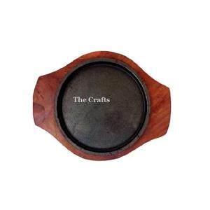 Assiette chauffante en fer et en bois en vrac assiette grésillante pour la fête de mariage et le restaurant assiette grésillante - Product Image 5