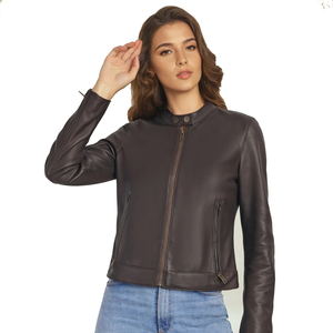 Chaqueta de cuero genuino de diseño personalizado para Mujer | Abrigo elegante ajustado para Mujer | OEM ODM Proveedor al por mayor - Product Image 5
